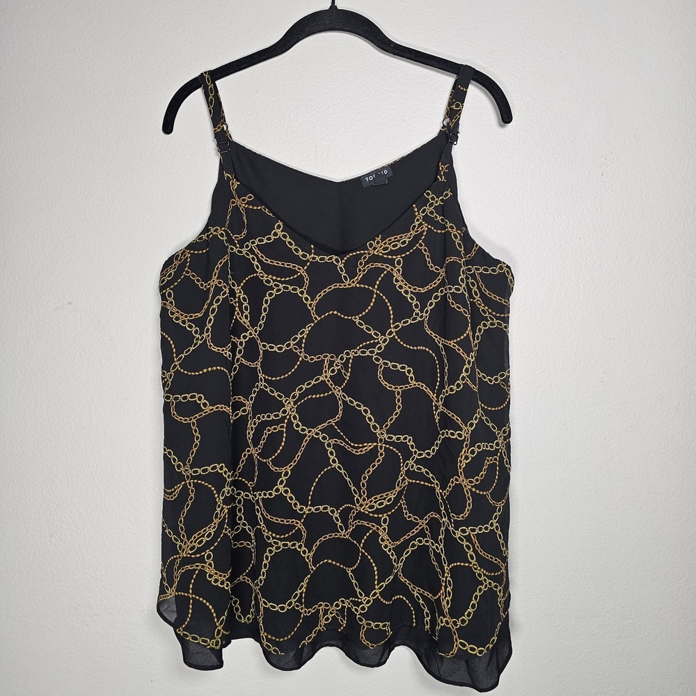 Torrid Womens Sz 0 Gold Chain Adjustable Strap Chiffon Tank Top Luxury Old Money